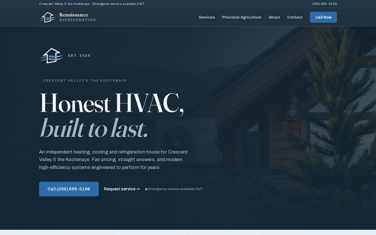 Renaissance Refrigeration homepage, built by InboundControl