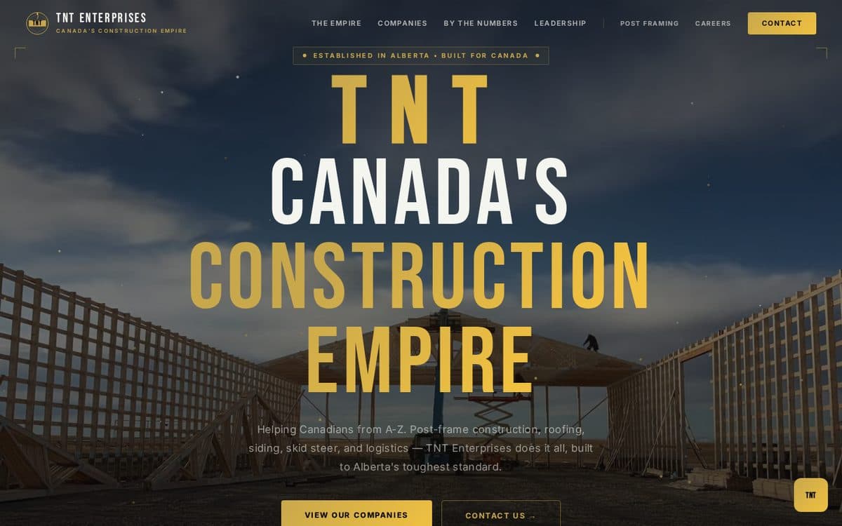 TNT Enterprises website, built by InboundControl